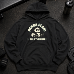 Panda Plan Bulk Then Nap Oversized Hoodie funny gym hoodie with panda design