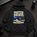 Protein Shakes and Poor Decisions Oversized Hoodie funny gym hoodie with shaker design