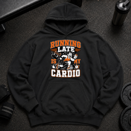 Running Late Is My Cardio Oversized Hoodie funny gym hoodie for cardio avoiders