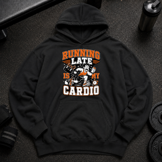 Running Late Is My Cardio Oversized Hoodie funny gym hoodie for cardio avoiders