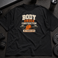 Body Under Construction Tee funny gym shirt with barbell and hard hat design