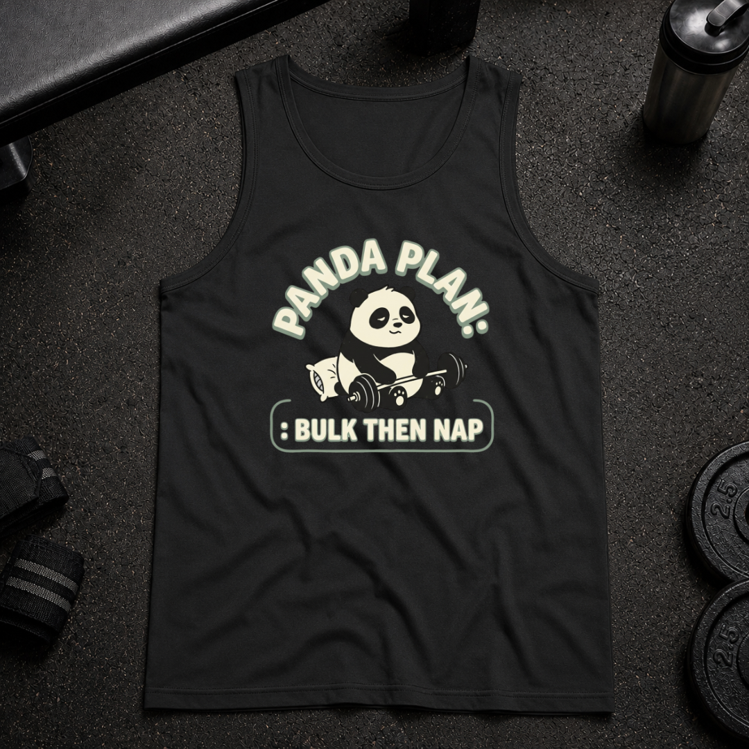 Panda Plan Bulk Then Nap Tank funny gym tank with panda design