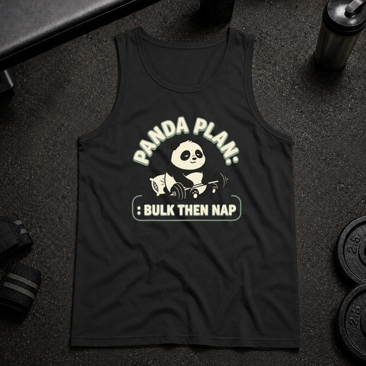 Panda Plan Bulk Then Nap Tank funny gym tank with panda design