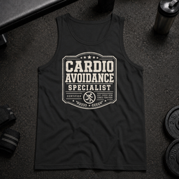 Cardio Avoidance Specialist Tank funny gym tank for lifters avoiding cardio