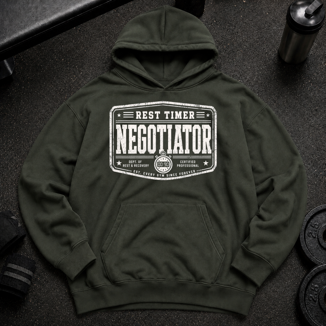 Rest Time Negotiator Oversized Hoodie funny gym hoodie for lifters