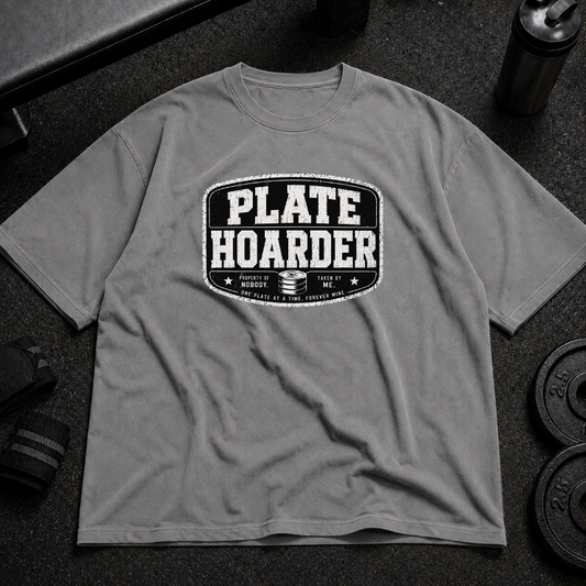 Plate Hoarder Pump Cover funny oversized lifting shirt for gym rats