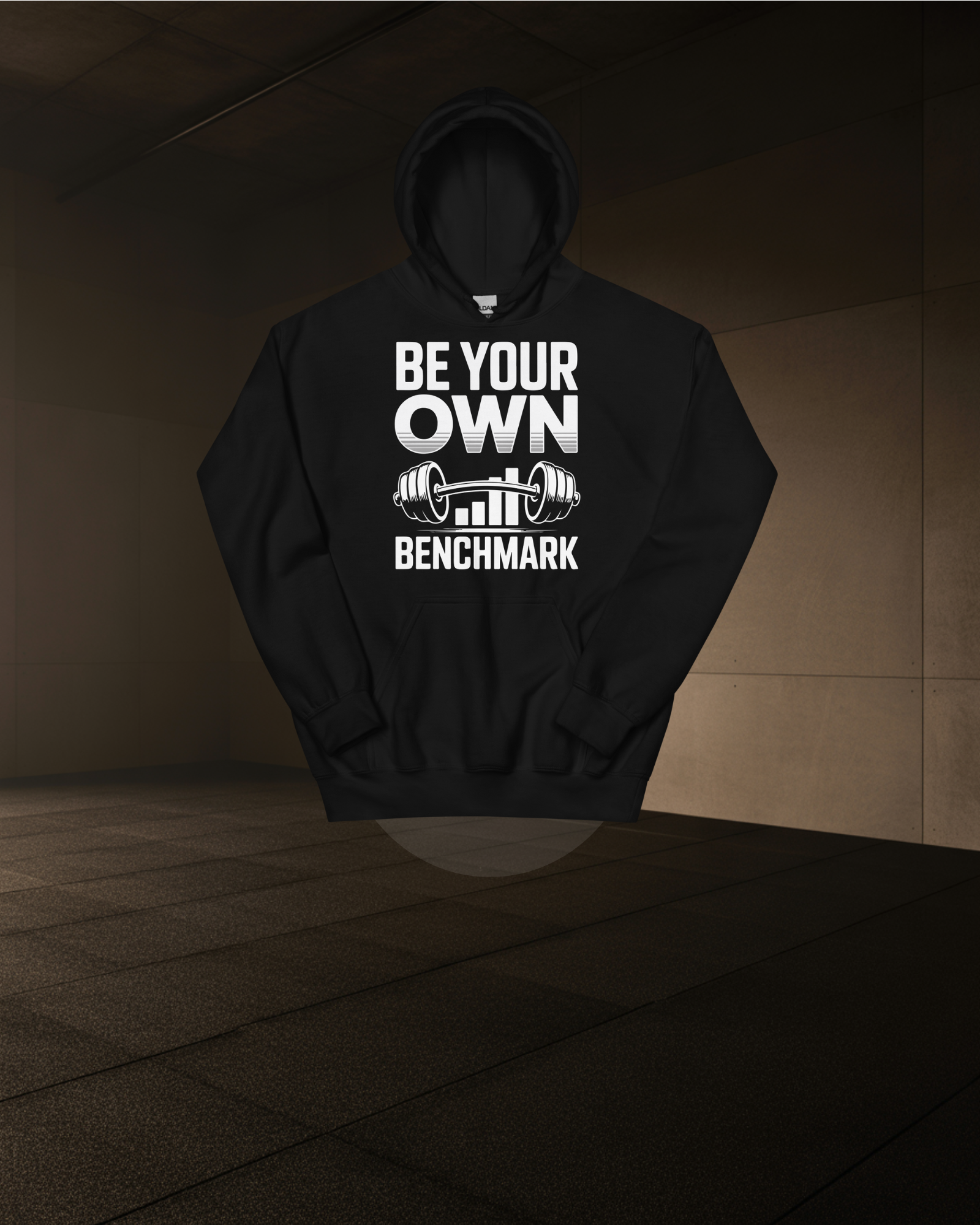 BE YOUR OWN BENCHMARK HOODIE – Unisex Heavyweight Gym Hoodie
