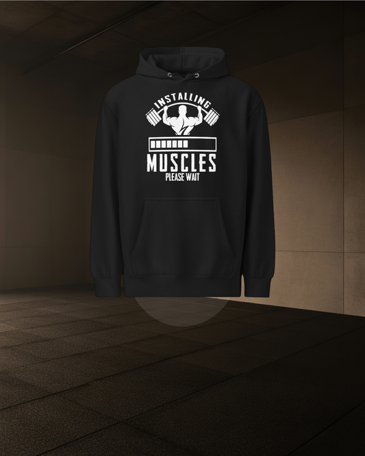 INSTALLING MUSCLES HOODIE – Unisex Heavyweight Gym Hoodie