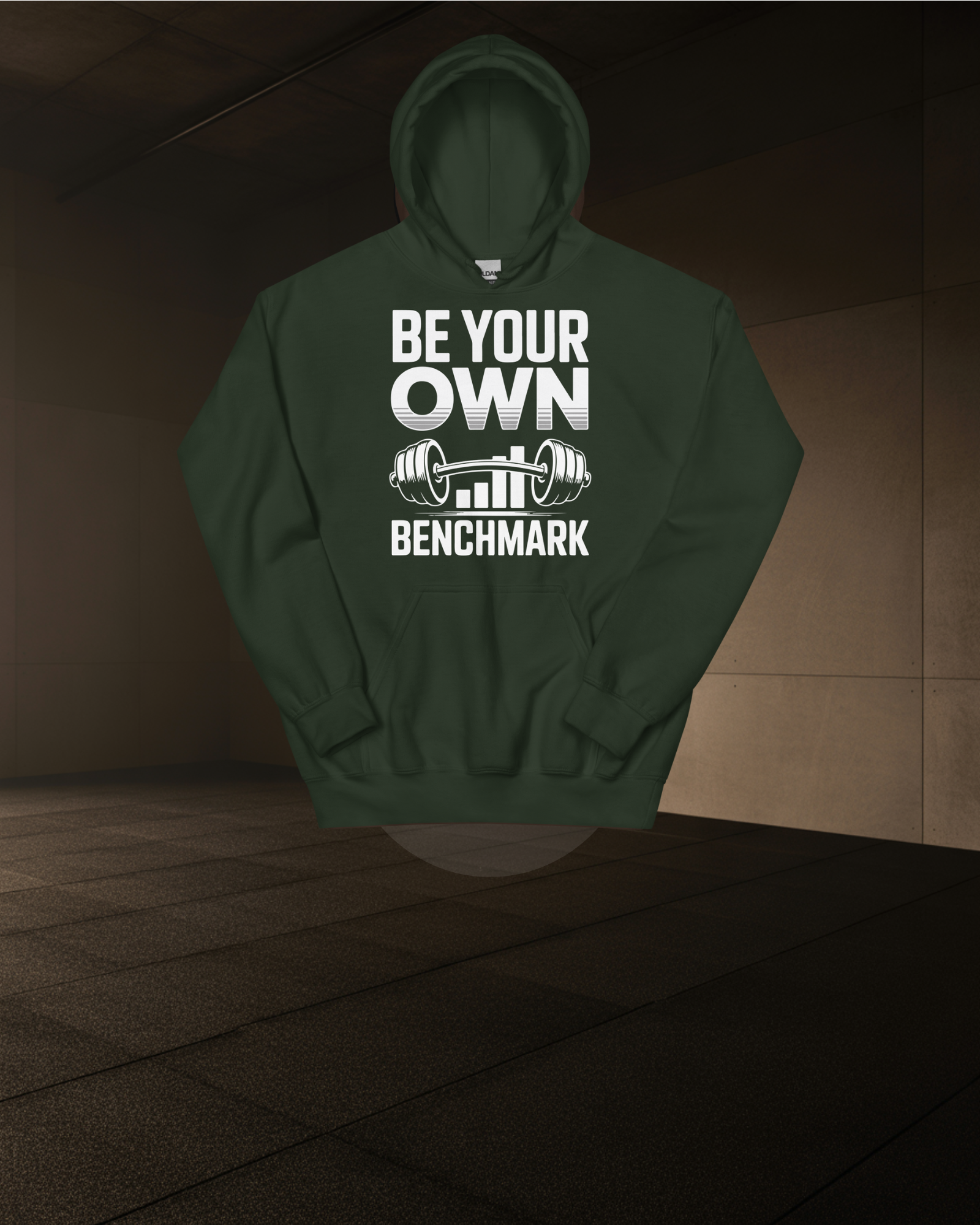 BE YOUR OWN BENCHMARK HOODIE – Unisex Heavyweight Gym Hoodie
