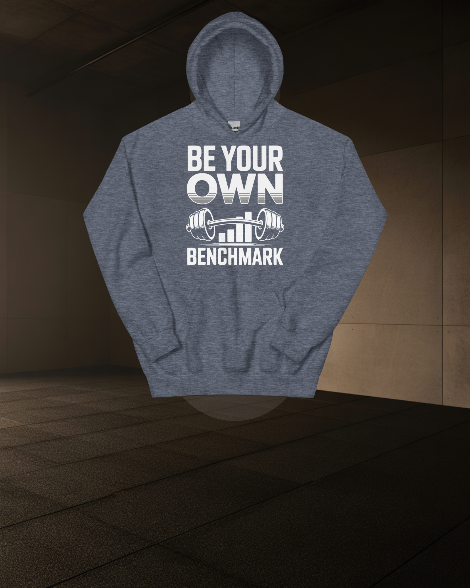 BE YOUR OWN BENCHMARK HOODIE – Unisex Heavyweight Gym Hoodie