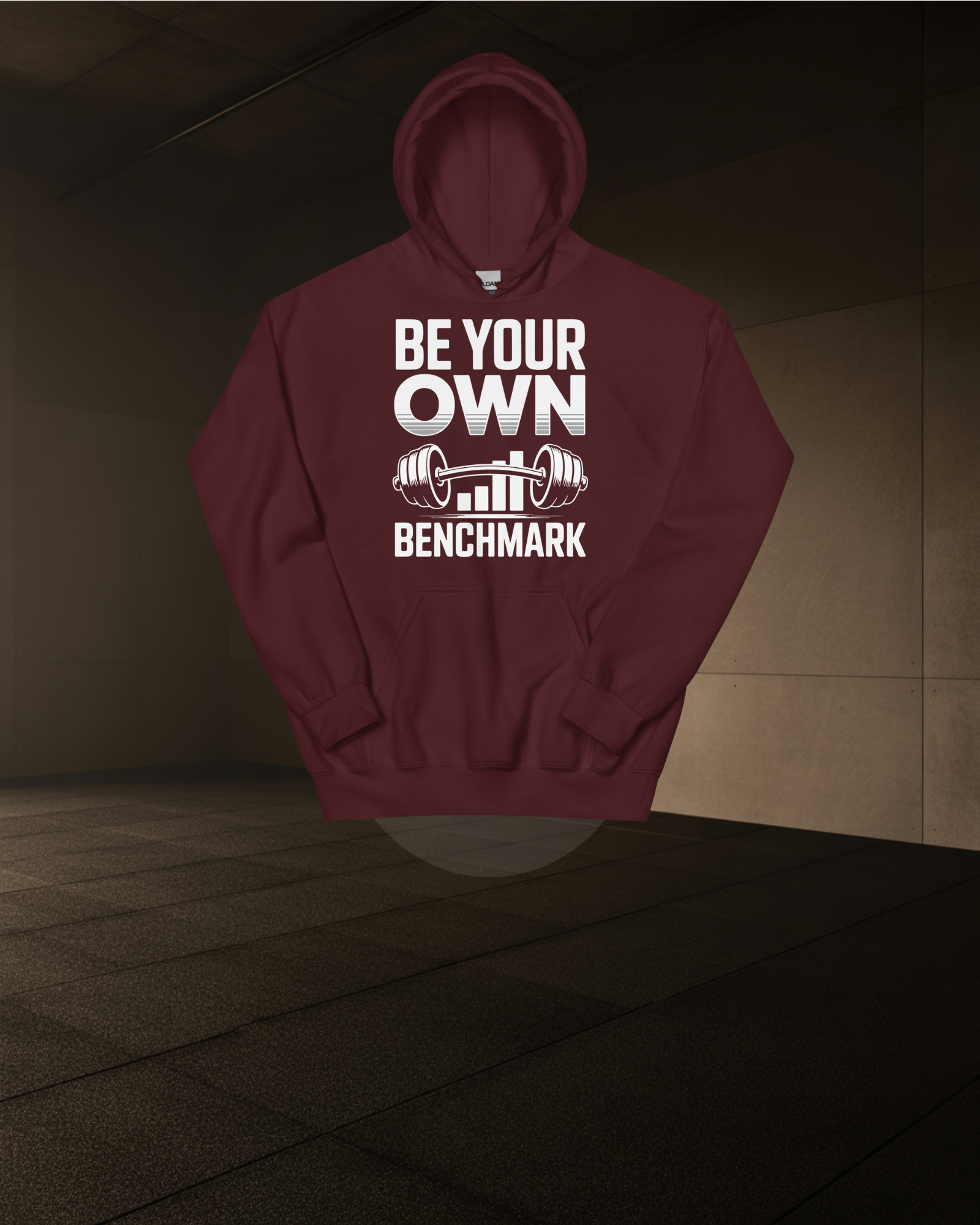 BE YOUR OWN BENCHMARK HOODIE – Unisex Heavyweight Gym Hoodie