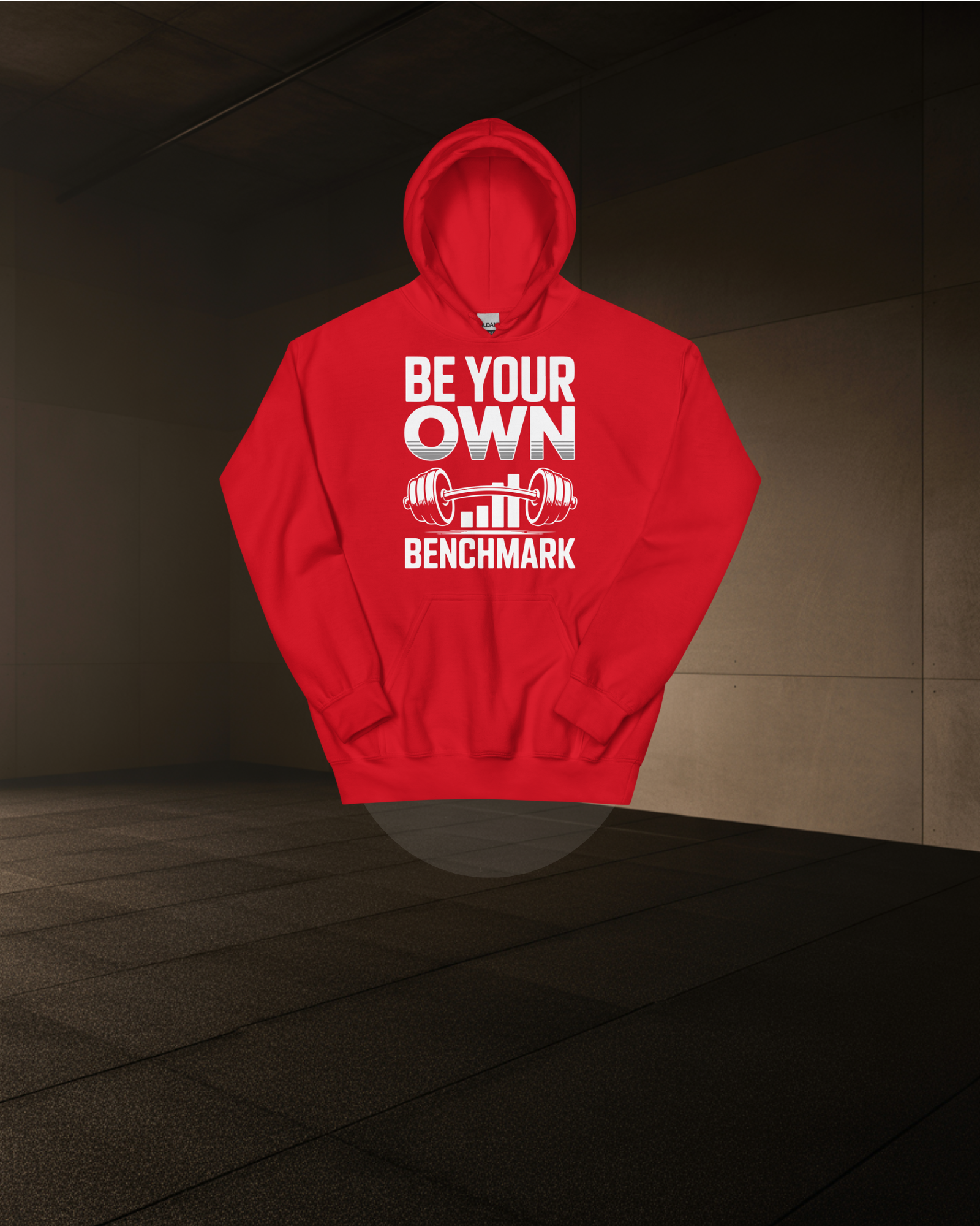 BE YOUR OWN BENCHMARK HOODIE – Unisex Heavyweight Gym Hoodie