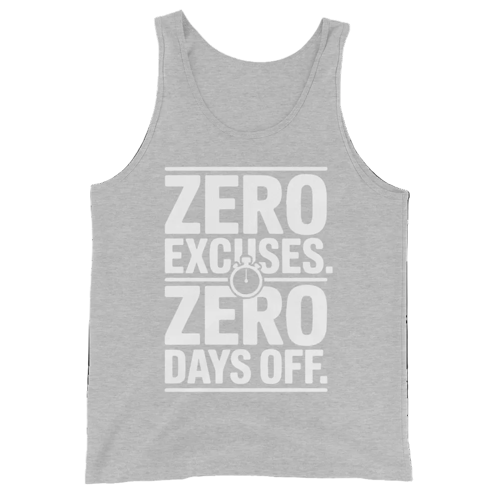 No Excuses No Days Off motivational gym tank top in athletic heather — I Gym Daily