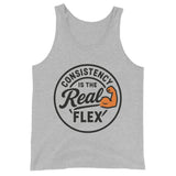 Consistency Is The Real Flex gym tank top in athletic heather — I Gym Daily