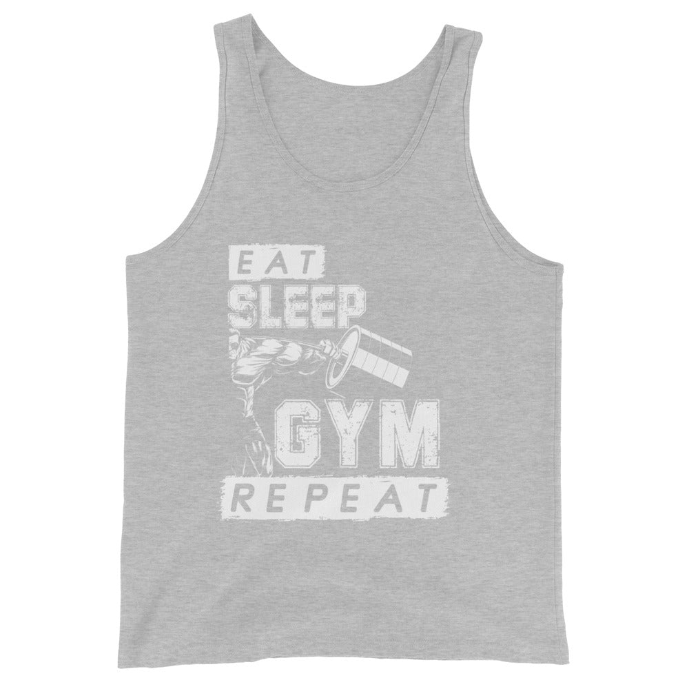 Eat Sleep Gym Repeat gym tank top in athletic heather — I Gym Daily