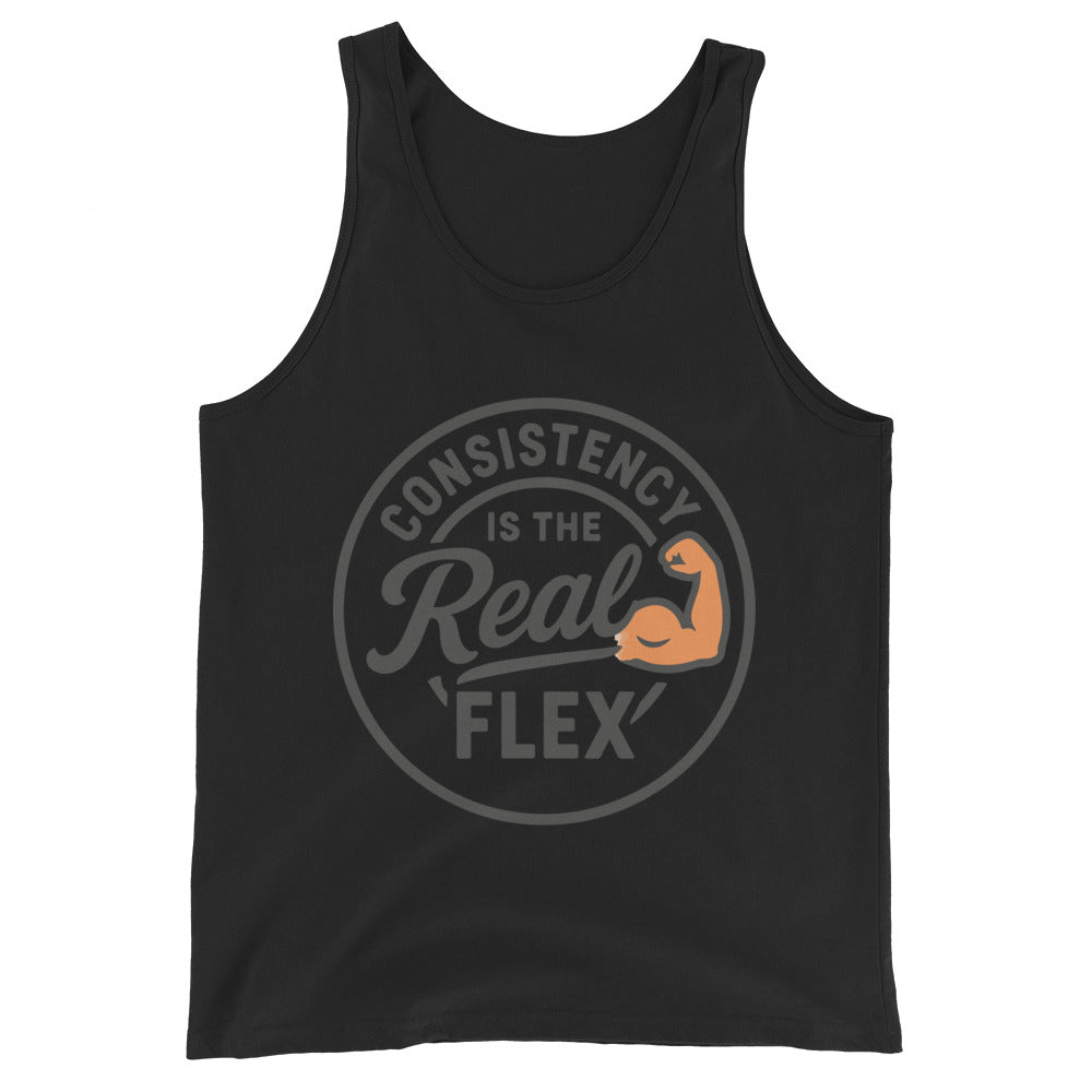 Consistency Is The Real Flex gym tank top in black — I Gym Daily