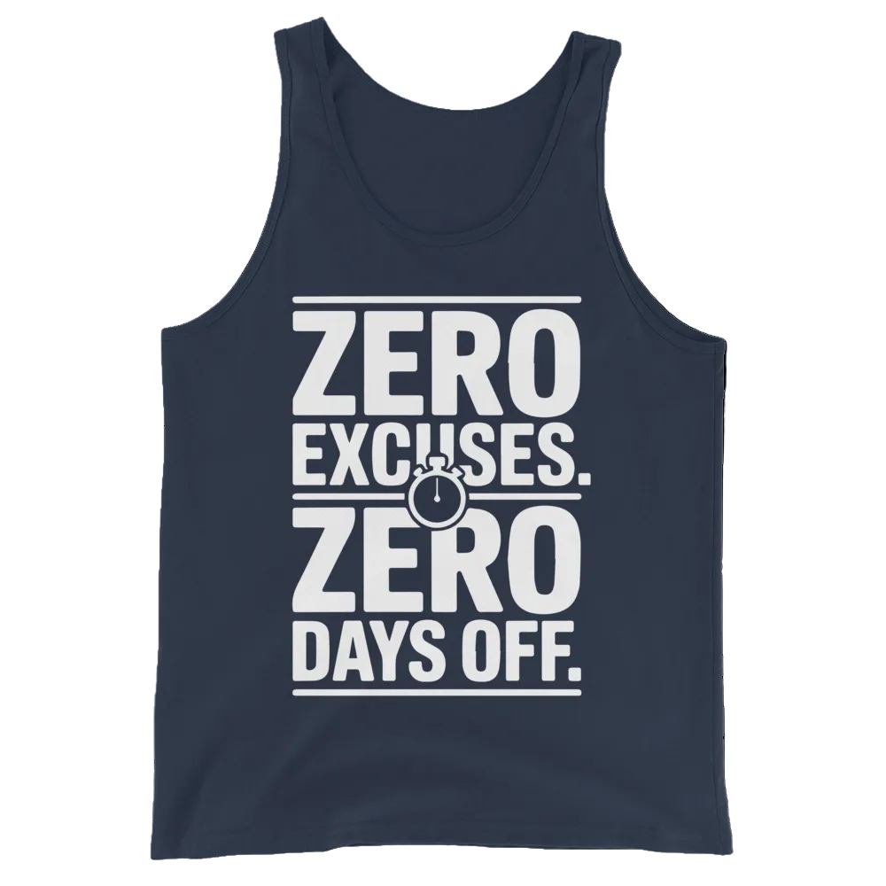No Excuses No Days Off motivational gym tank top in navy — I Gym Daily