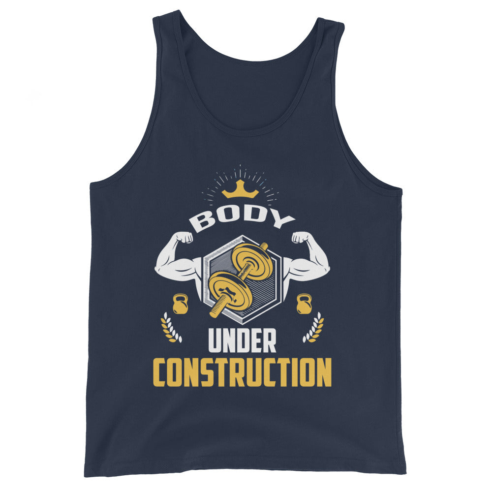 Body Under Construction gym tank top in navy — I Gym Daily
