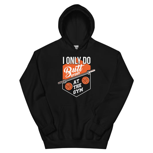 Butt Stuff leg day gym hoodie in black — I Gym Daily