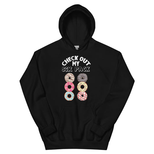 Six Pack Doughnut funny gym hoodie in black — I Gym Daily
