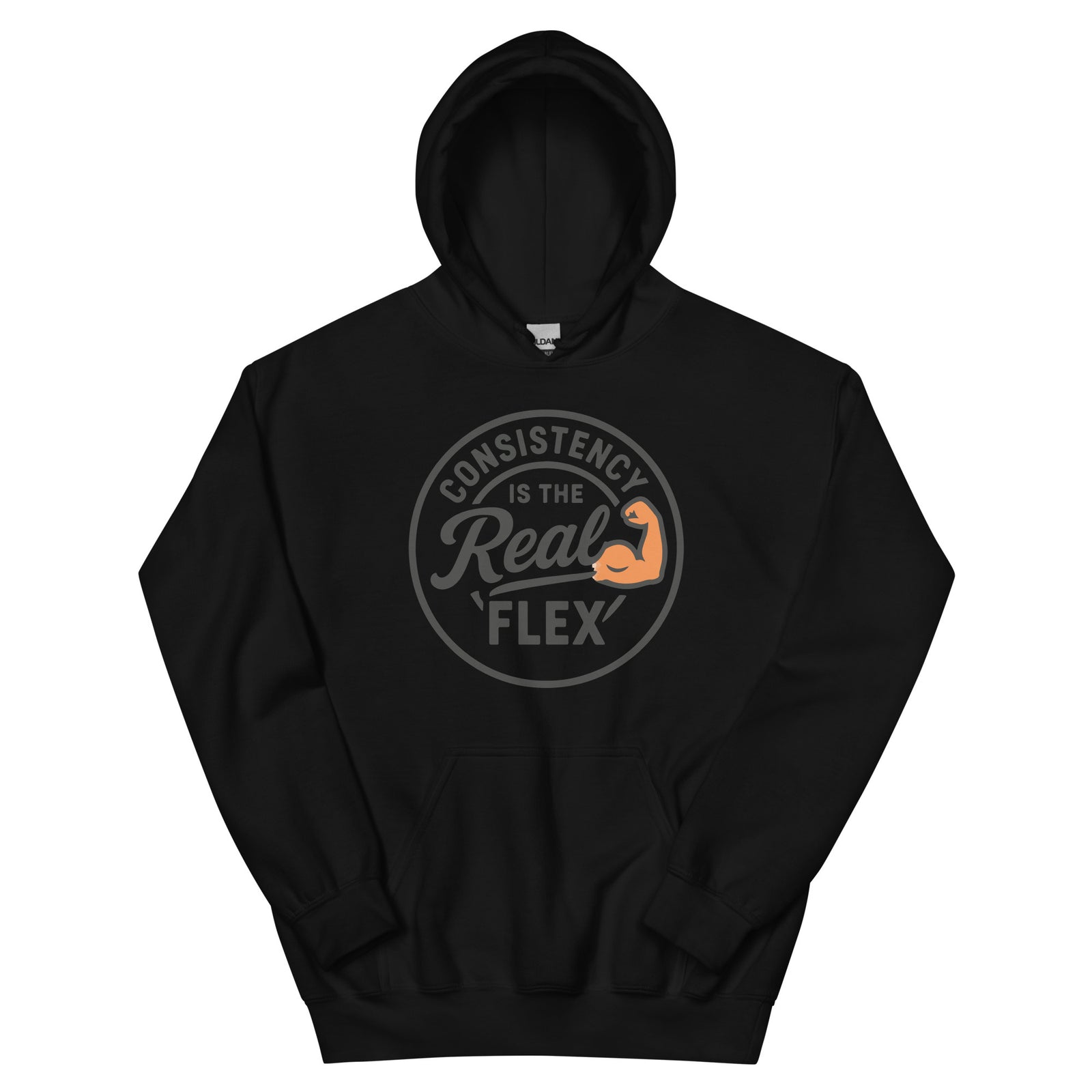 Consistency Is The Real Flex gym hoodie in black — I Gym Daily