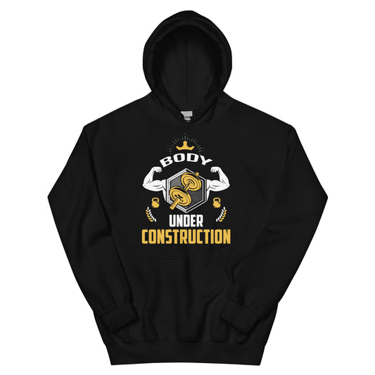 Body Under Construction gym hoodie in black — I Gym Daily pump cover