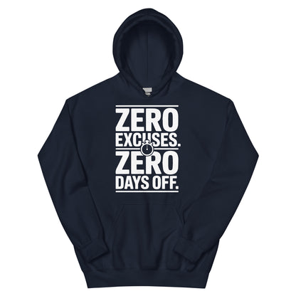 No Excuses No Days Off motivational gym hoodie in navy — I Gym Daily