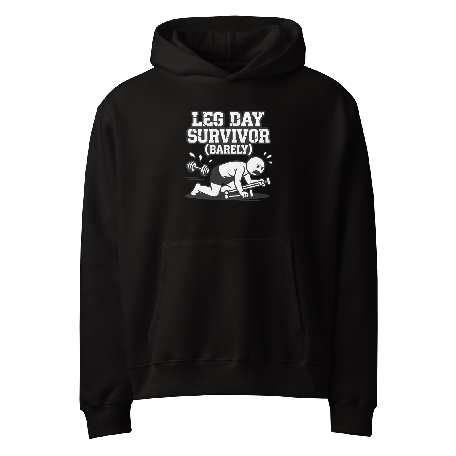 Leg Day Survivor oversized gym hoodie in black — I Gym Daily