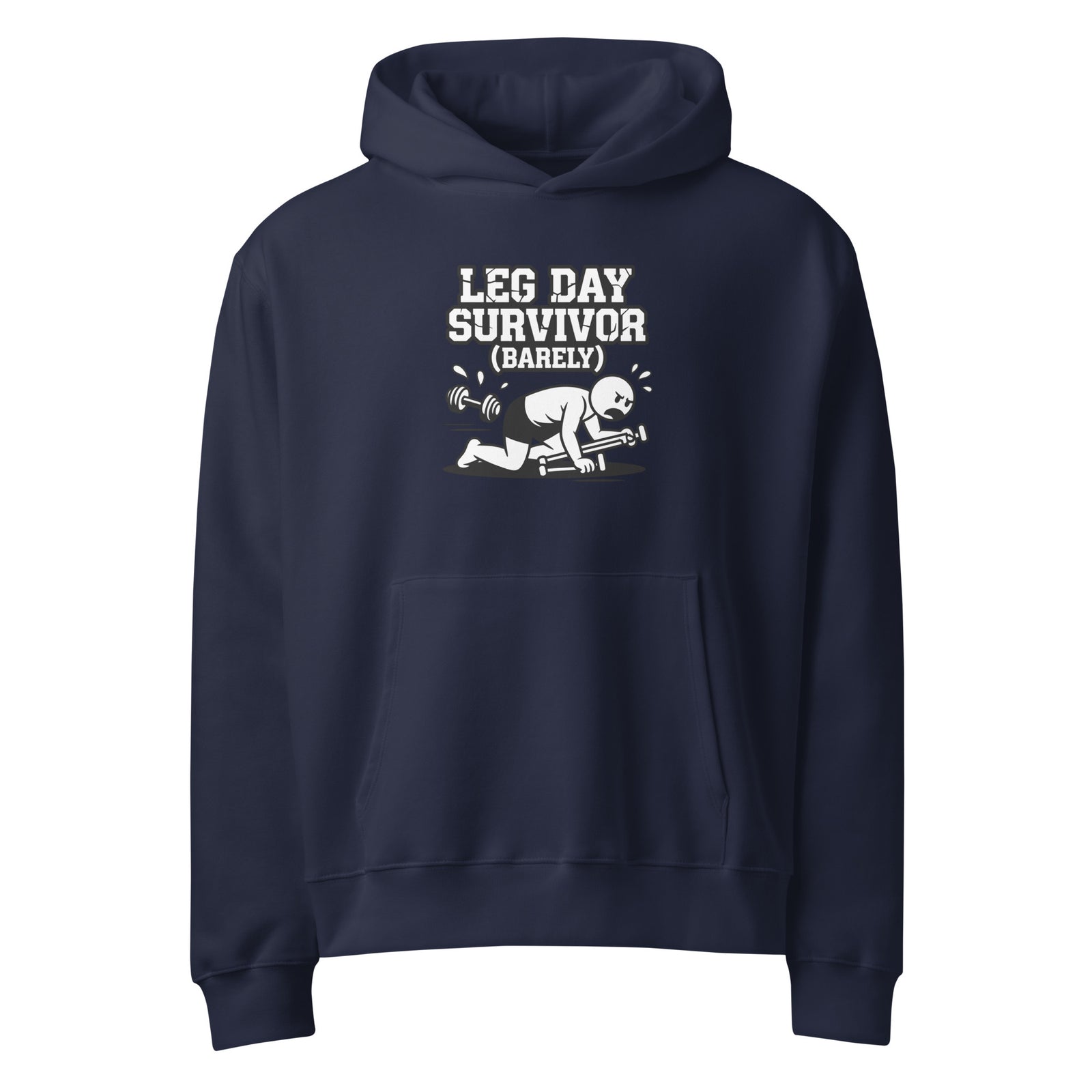 Leg Day Survivor oversized gym hoodie in navy — I Gym Daily