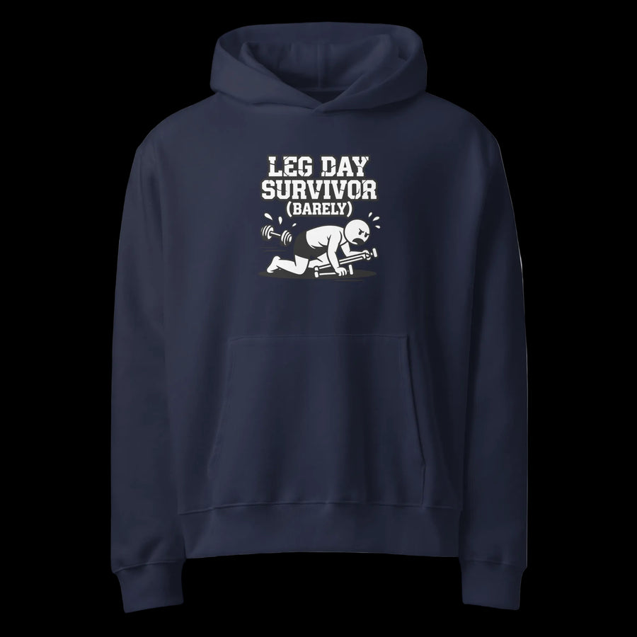 Leg Day Survivor oversized gym hoodie in navy — I Gym Daily