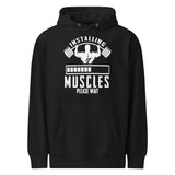 Installing Muscles funny gym hoodie in black — I Gym Daily