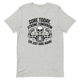 Sore Today Strong Tomorrow motivational gym t-shirt in athletic heather — I Gym Daily