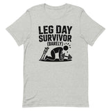 Leg Day Survivor alt design funny gym t-shirt in athletic heather — I Gym Daily