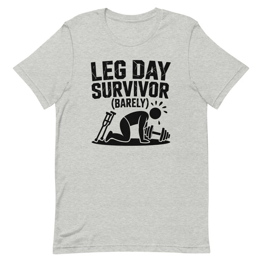 Leg Day Survivor alt design funny gym t-shirt in athletic heather — I Gym Daily