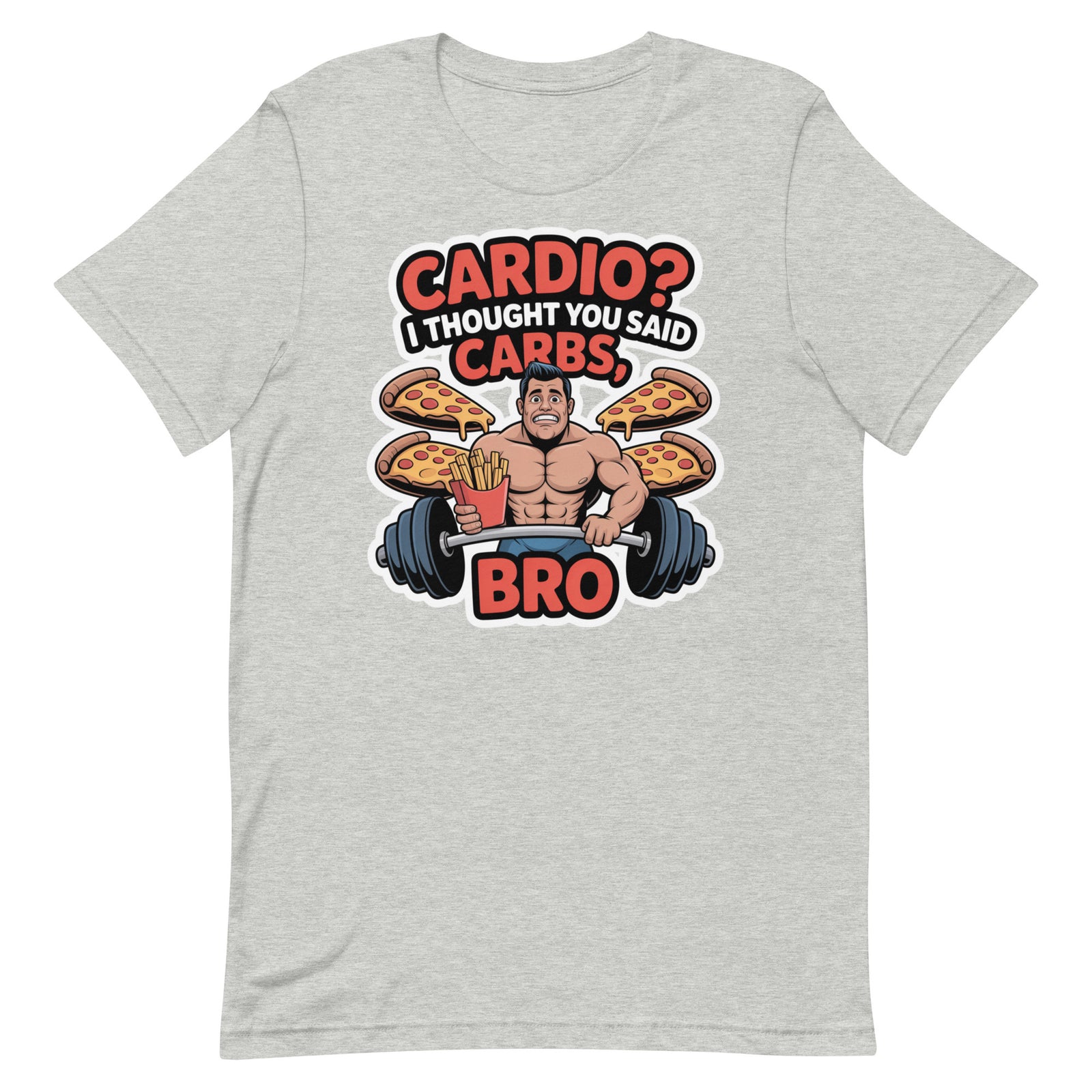 Cardio I Thought You Said Carbs funny gym t-shirt in athletic heather — I Gym Daily