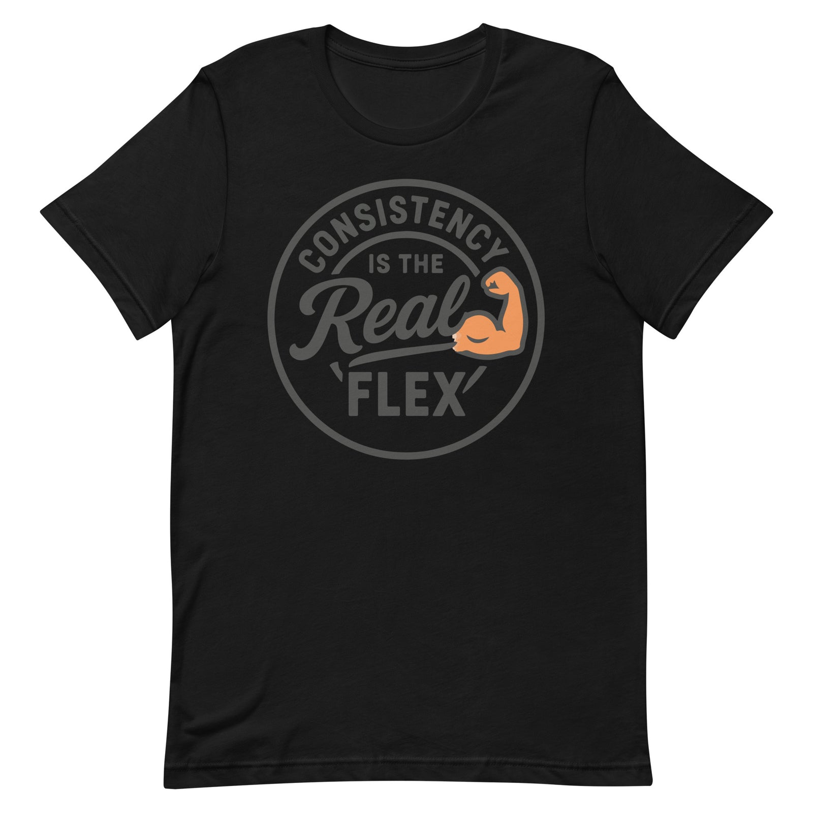 Consistency Is The Real Flex motivational gym t-shirt in black — I Gym Daily