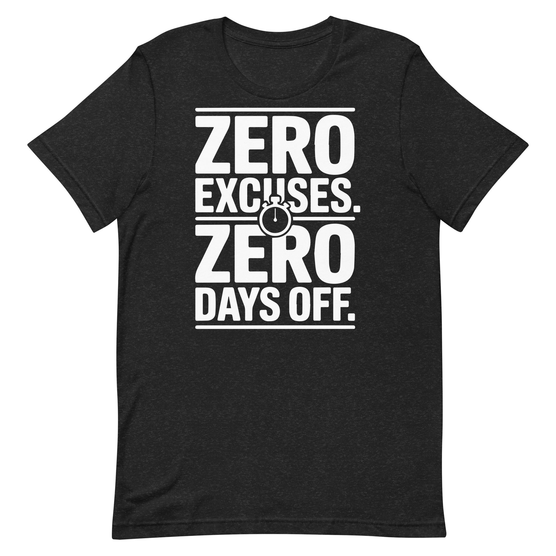No Excuses No Days Off motivational gym t-shirt in black heather — I Gym Daily