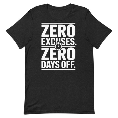 No Excuses No Days Off motivational gym t-shirt in black heather — I Gym Daily