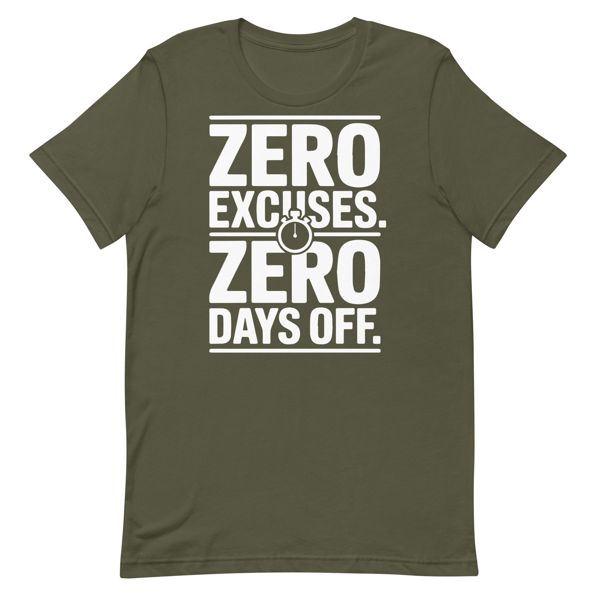 No Excuses No Days Off motivational gym t-shirt in military green — I Gym Daily