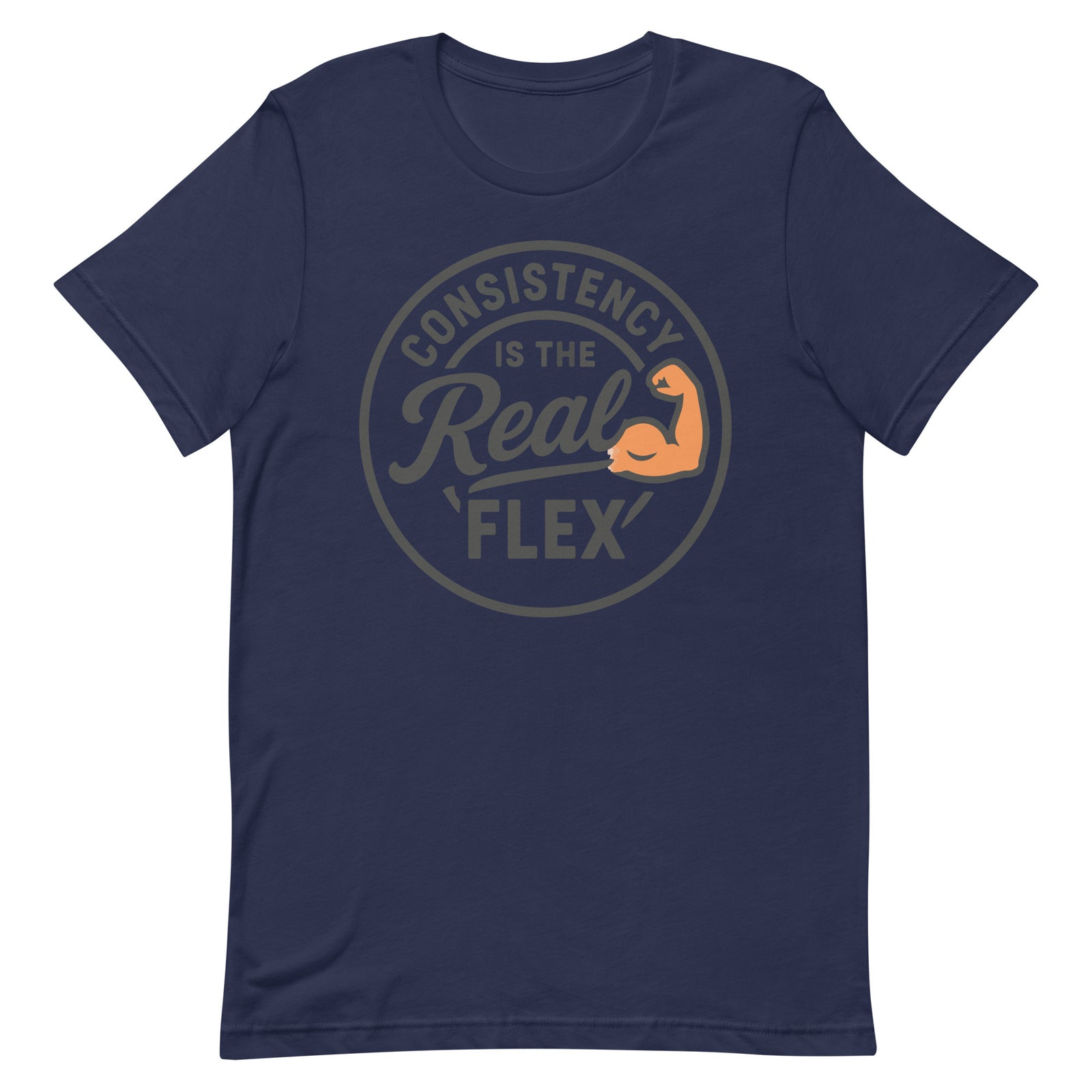 Consistency Is The Real Flex motivational gym t-shirt in navy — I Gym Daily