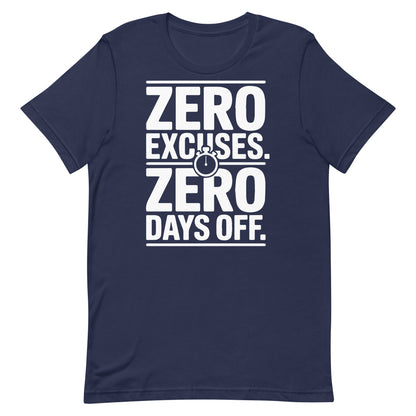 No Excuses No Days Off motivational gym t-shirt in navy — I Gym Daily