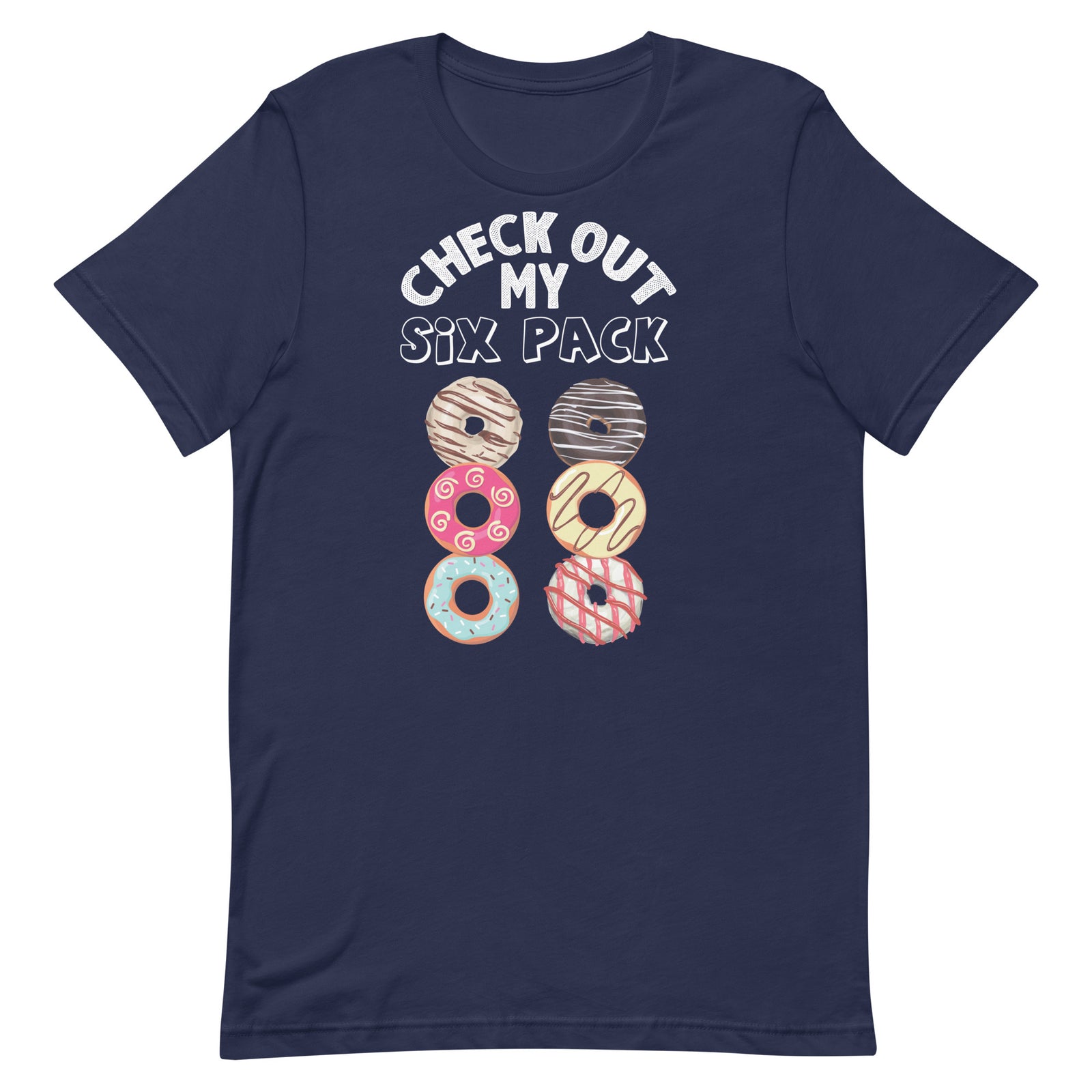 Six Pack Doughnut funny gym t-shirt in navy — I Gym Daily