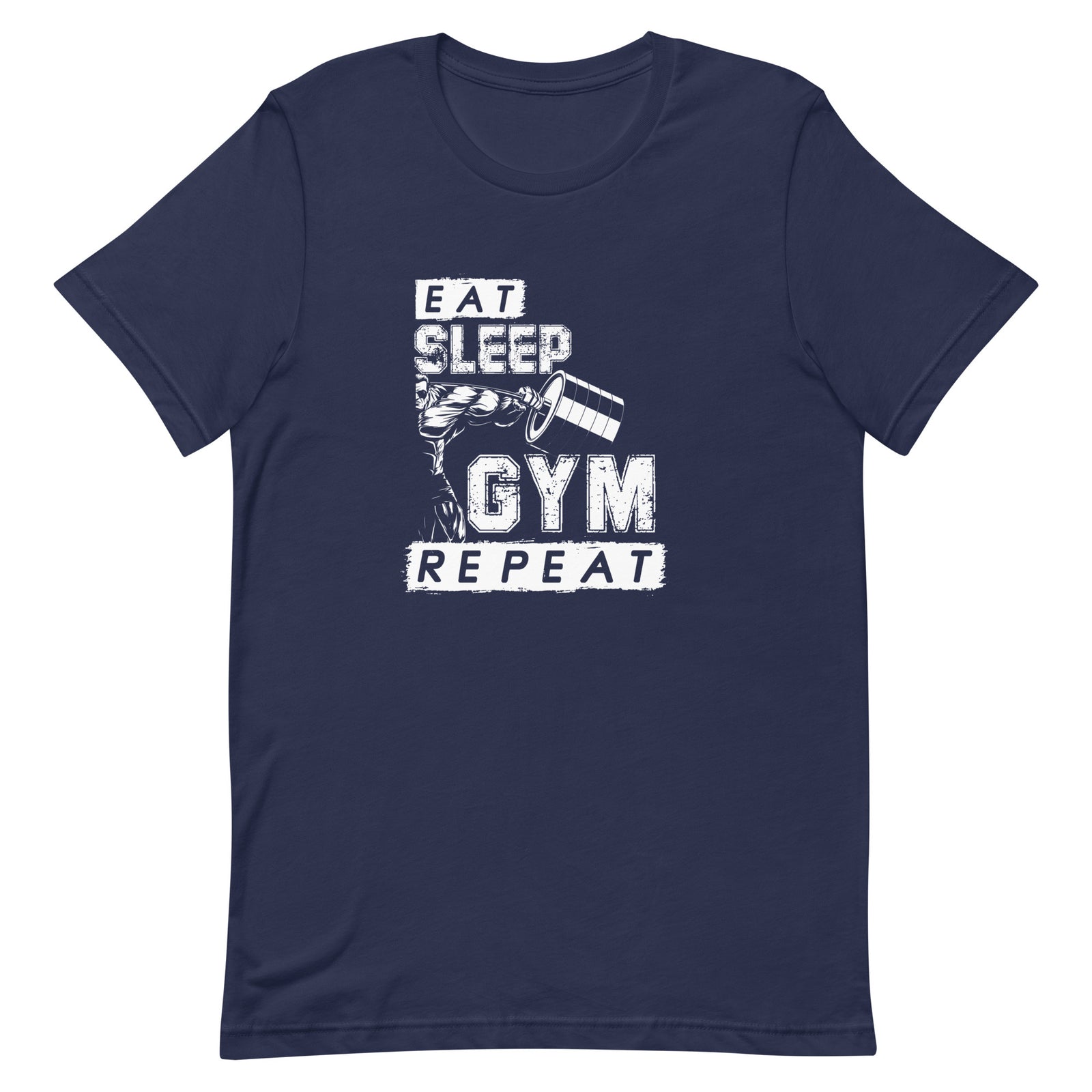 Eat Sleep Gym Repeat motivational gym t-shirt in navy — I Gym Daily