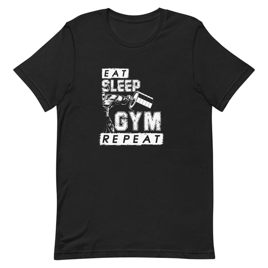 Eat Sleep Gym Repeat motivational gym t-shirt in black — I Gym Daily