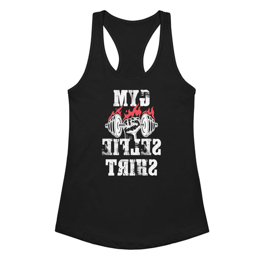 Gym Selfie women's gym tank top in black — I Gym Daily