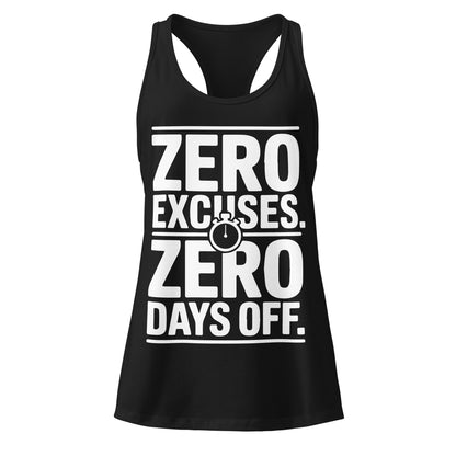 No Excuses No Days Off women's racerback gym tank in black — I Gym Daily