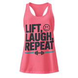 Lift Laugh Repeat women's racerback gym tank in hot pink — I Gym Daily
