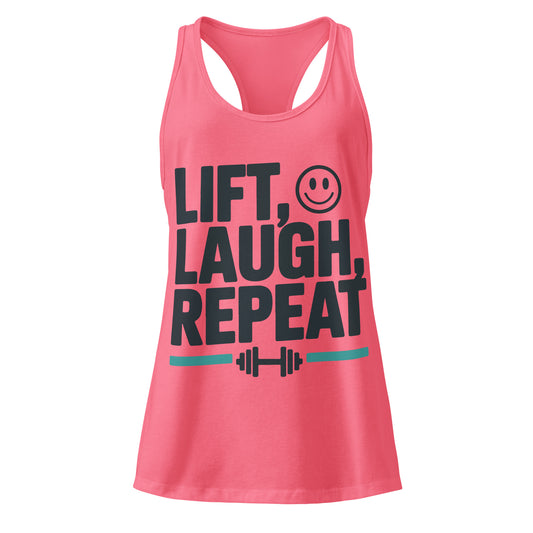 Lift Laugh Repeat women's racerback gym tank in hot pink — I Gym Daily