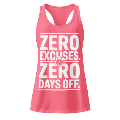 No Excuses No Days Off women's racerback gym tank in hot pink — I Gym Daily
